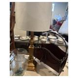 Magazine rack, lamp, vase