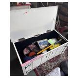 Wooden box with contents