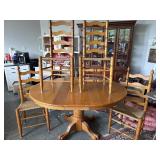 Dining room table and four ladder back chairs