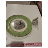 Antique plate and cherub trinket box