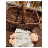 Basket with handmade cabbage, patch kid