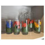 Vtg pitcher and glasses