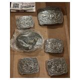 Vtg Hesston rodeo belt buckles