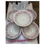 5 syracuse china roxbury red serving bowls