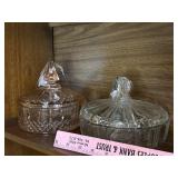 Pink and clear covered vanity/candy dishes