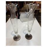 2 Duchim Creation sterling silver weighted vases