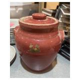 Red crock w/lid-some chips