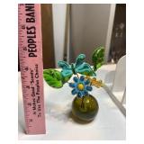 1960s Lucite flowers in vase w/butterfly