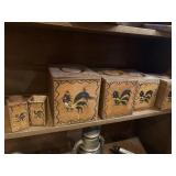 6pc woodpecker woodware chicken canister set