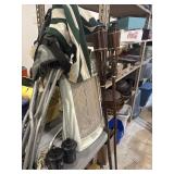 Heater, tiki torches, camp chair