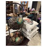 Decorative plant stand and butterfly pillows