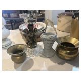 Brass spittoons, etc
