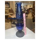 Blue glass oil lamp