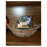 Cut glass bowl and pedestal bowl in box