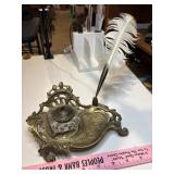 Antique brass ink well
