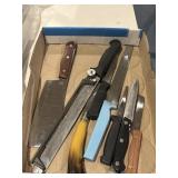 Eight knives, meat, cleaver, Montana inox bread,