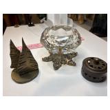 Vtg ashtray, brass box, etc