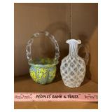 Art glass basket and vase