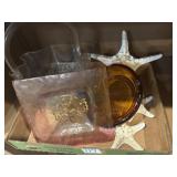 Ashtrays, clear marbles, starfish