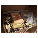 Lot game pieces, old maid cards, etc.