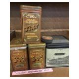 Five vintage tins, canisters, etc.