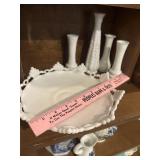 Vintage Westmoreland milk glass pedestal bowl and