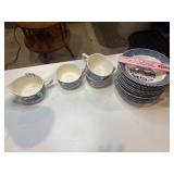 14 piece currier and Ives China bowls and cups