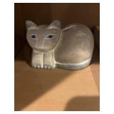 Vintage carved wooden cat figurine, folk art