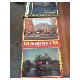 3 vintage Built Rite puzzles, two scenic USA and