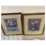 15 x 18 (2) framed and matted floral set