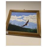 Original oil of an eagle framed 17 x 14