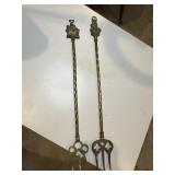 Vintage brass fireplace toasting forks with