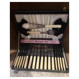 Vintage set fish knives, forks, serving pieces