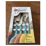 Vintage Genuine Fiesta five piece silverware set,