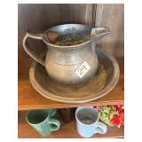 Vintage Wilton pewter pitcher and bowl