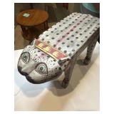 Vintage wooden cat stool, folk art