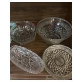 5 pieces, glass ashtrays, serving bowl, dessert