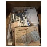 8 vintage war ration books, old postcards, and