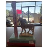 Vtg Japan horse figurine, 2 old books