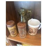 Four pieces, vintage kitchen ware pitcher, mug,