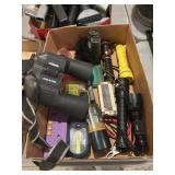 Useful household items, flashlight, binoculars,