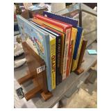 Solid wood cookbook holder with childrenï¿½s books
