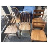 Five childrenï¿½s chairs, oak and walnut