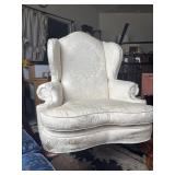 Oversized queen Anne style wingback chair, ivory