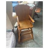 Vintage wooden highchair mid 20th century