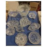 10 piece American pressed glass, anchor Hocking,