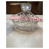 Vintage clear cut glass Crystal basket, starburst