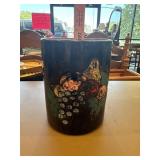 Vintage black, USA, stoneware canister or crock