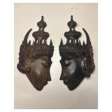 Two exotic hand carved Balinese wood wall