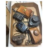 Six vintage empty camera cases